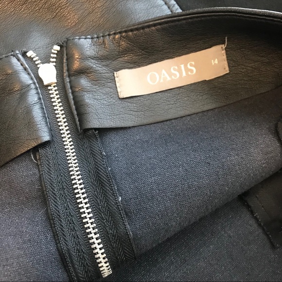 OASIS Women Black Leather mini Skirt SZ 6 Uk 14 - Picture 4 of 7